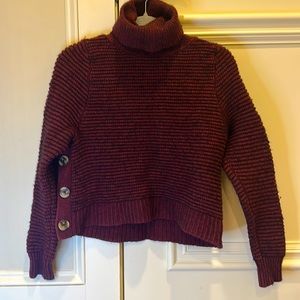 Madewell Women’s Burgundy Side-button Turtleneck Sweater XS